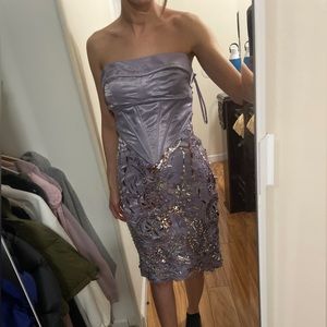 Musani Gold Lavender Strapless Corset Dress Size 4